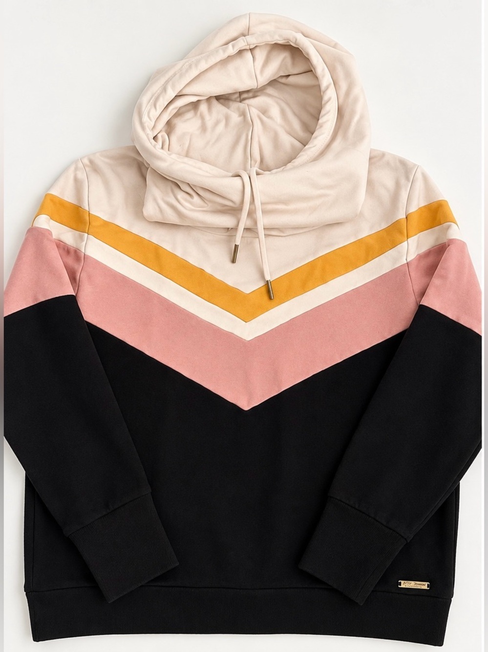 Betsey Johnson Performance Chevron Colorblock Cowl Neck Hoodie S